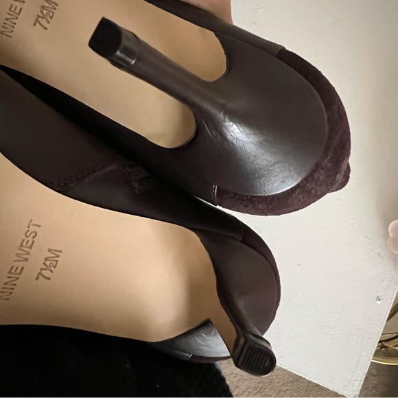 Brown Leather Suede Pointy Zip Ankle Boots - Picture 11 of 13